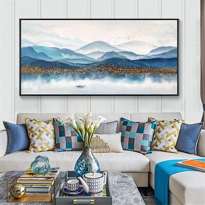 Paysage de montagne - diamant rond complet - 80x40cm