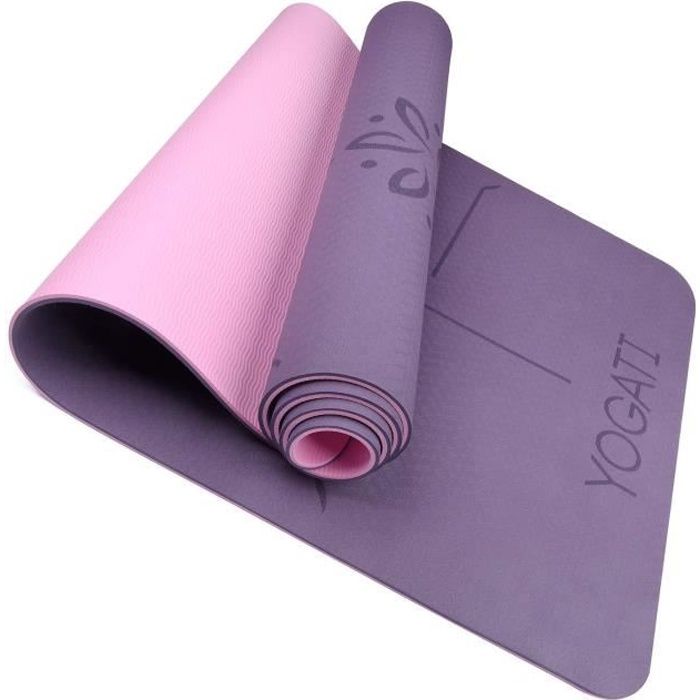 yogati tapis de yoga antiderapant epais ecologique et non toxique en tpe avec des reperes d alignement du corps un tapis yoga cdiscount sport
