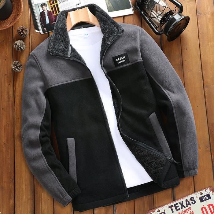 Couleur 9507 Noir Gris taille 4XL Veste polaire chaude coupe vent