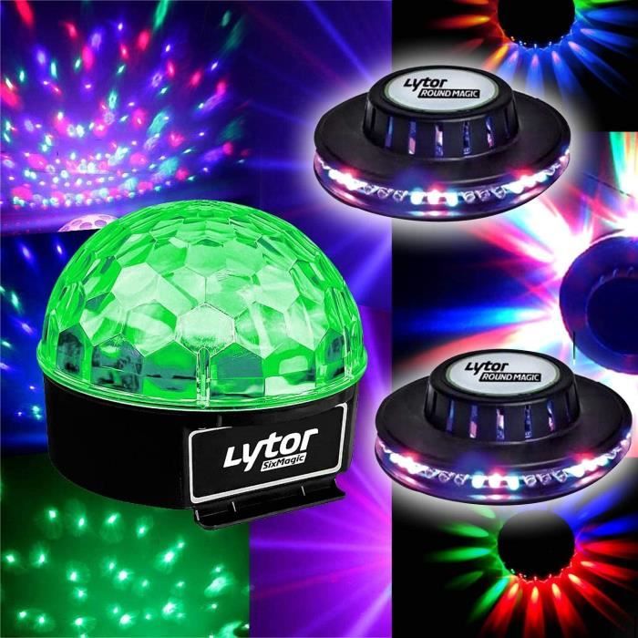 Pack jeux de lumière 2 Effets ROUNDMAGIC OVNI + BOULE LED Sixmagic RVB