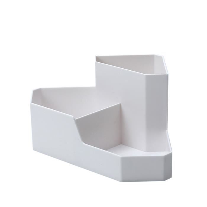 Boîte De Rangement Multi-Compartiments Salle De Bain Avec Boucle Murale - Organisateur Comptoir Blanc Cassé