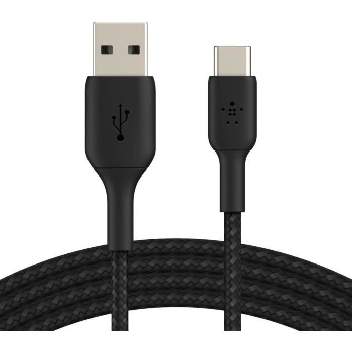 BELKIN - cable - Cable tressé USBA USBC 3M noir