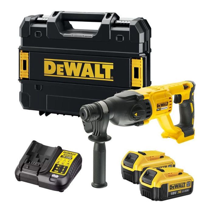 Perforateur DEWALT sans fil SDS PPLUS 2 batterie 4.0Ah chargeur coffret + 6 forets et 3 burins DCH133M2K - vue 2