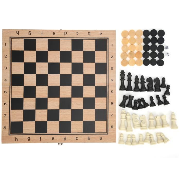 Generic Jeu D'échecs, 3 en 1 Echiquier en Bois, Pliable