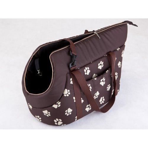 Meilleurs prix pour Hobby Dog Sac de transport pour petit chien/chat 27x25x43 cm Marron motif pattes - Lavable 30°C