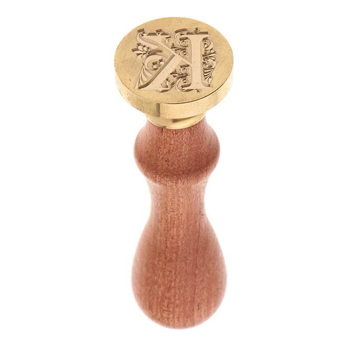 Sceau De Cire Lettre V En Laiton Doré - Tampon 15mm Avec Manche En Bambou, Pour Invitations, Cartes, Décorations