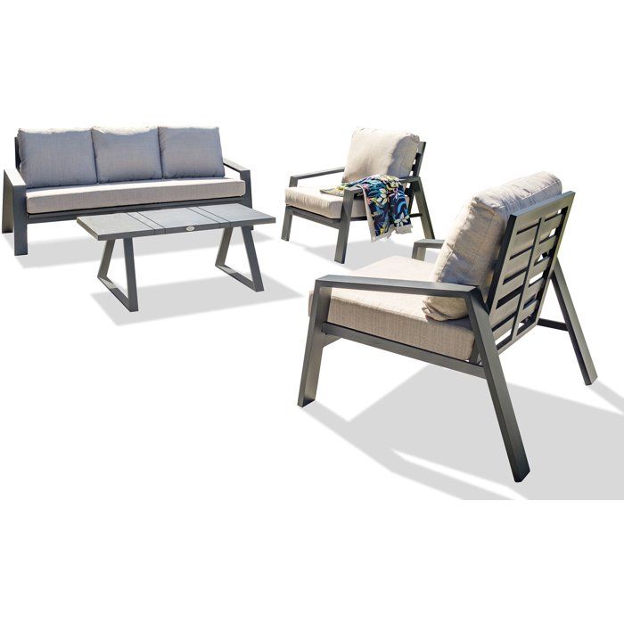 Salon bas de jardin - Gris anthracite - Aluminium - 5 places - Ibiza Salon bas de jardin - Gris anthracite - Aluminium - 5 places - Ibiza