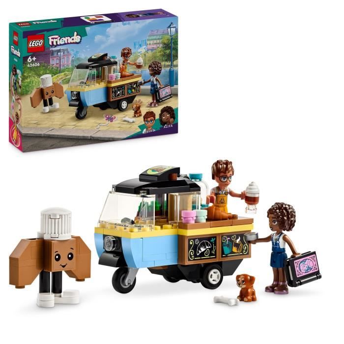 lego® 42606 friends le chariot de pâtisseries mobile, jouet éducatif avec figurines aliya, jules et le chien aira