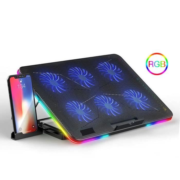 Leytn® Refroidisseur pour ordinateur portable 15.6 pouces Refroidisseur pc portable avec Lumière colorés RGB Support de téléphone