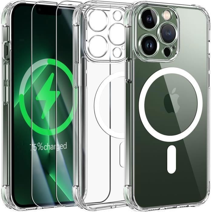 Coque pour iphone 13 pro max et 2 vitres verre trempé compatible magsafe magnétique full caméra