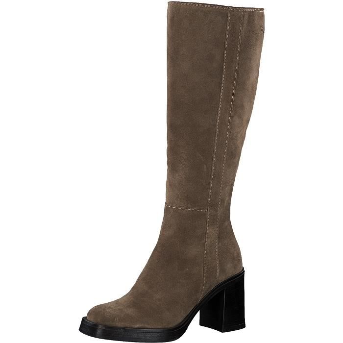 Bottes TAMARIS 25549 41 Femme Talon fin Haute tige Fermeture a zip Beige Beige Cdiscount Chaussures
