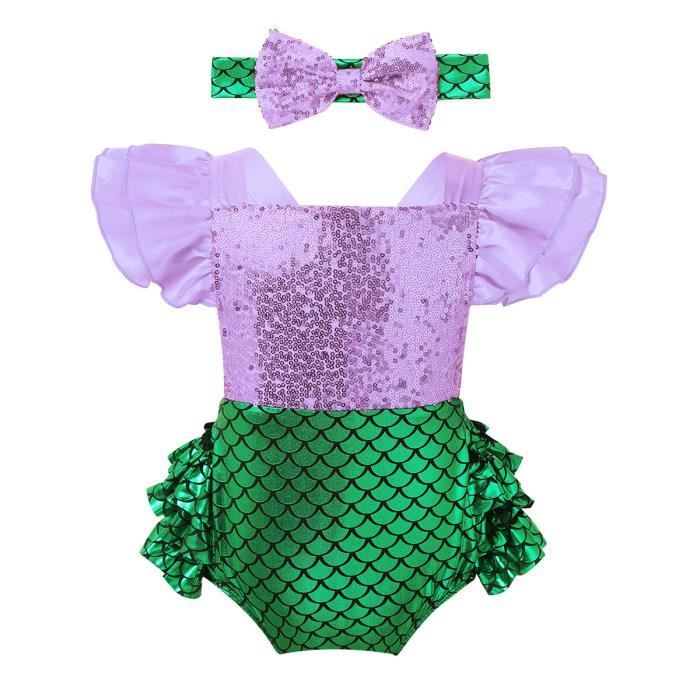 Freebily Barboteuse Bebe Fille Deguisement Sirene Costume Princesse Paillettes Brillant Soiree Halloween Noel Carnaval 9 Mois 3 Ans Lavande Cdiscount Pret A Porter