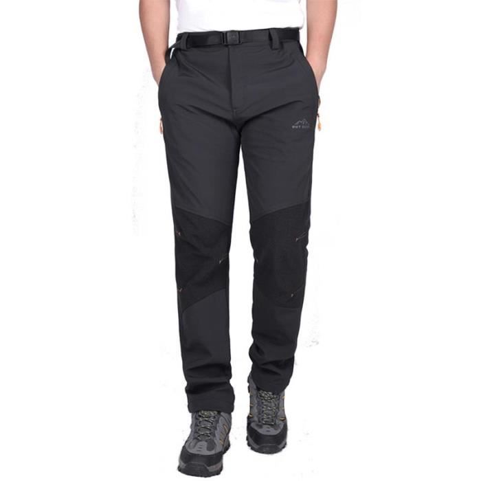 Pantalon Softshell Hiver Homme Chaud Doublé Polaire Imperméable Exterieur Pour Camping Randonnée