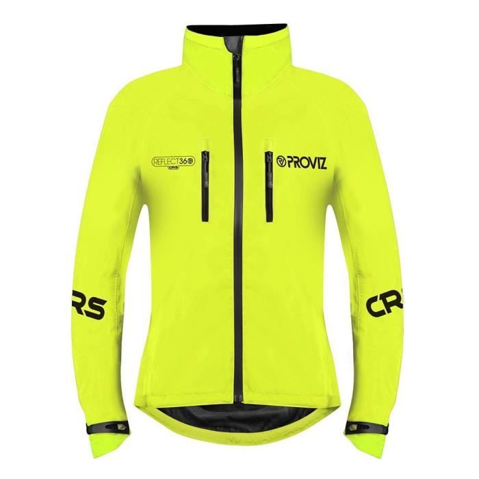 veste de cyclisme pour femme - proviz reflect360 crs - jaune - 100% réfléchissante - aérations intégrées