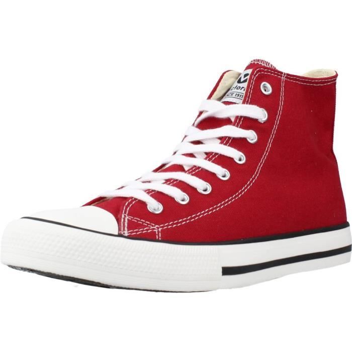 Basket VICTORIA 105149 Rouge Femme Textile Lacets Rouge Cdiscount Chaussures