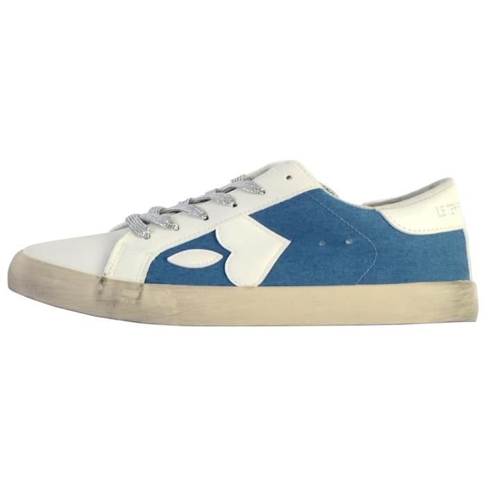 Tennis Basket Basses Le Temps des Cerises Austin Blanc Bleu Femme