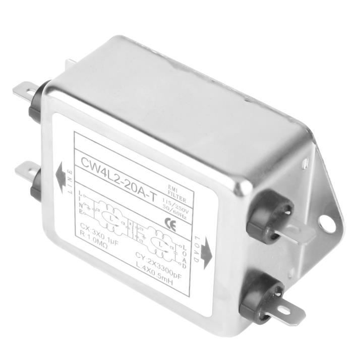 Filtre Anti-bruit EMI 20A 115/220V – Pour Connexions électriques Propres, Réduit Les Interférences