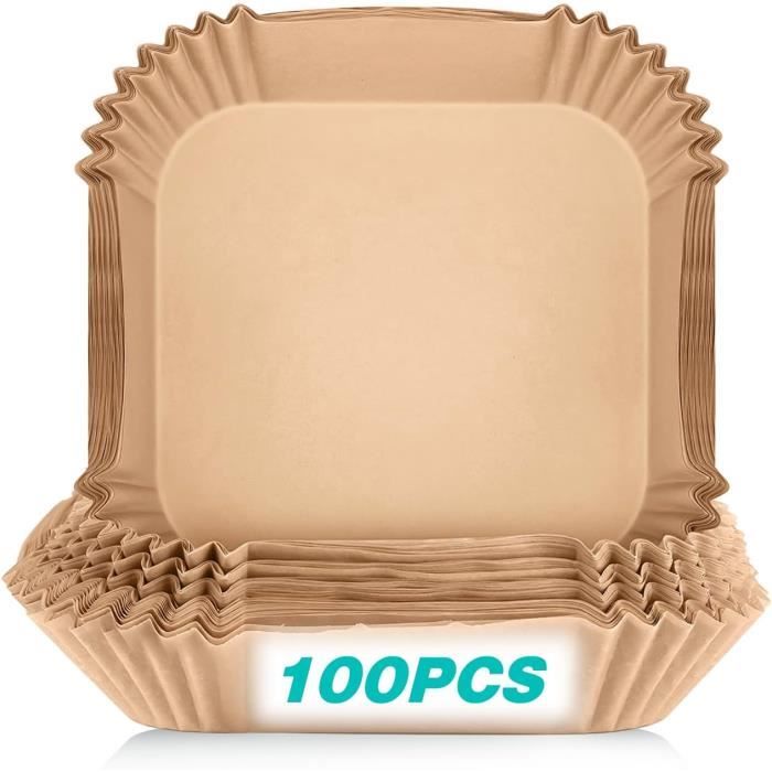 Papier Cuisson Pour Air Fryer,100 Feuilles Papier Cuisson Pour Friteuse À Air Résistant À L
