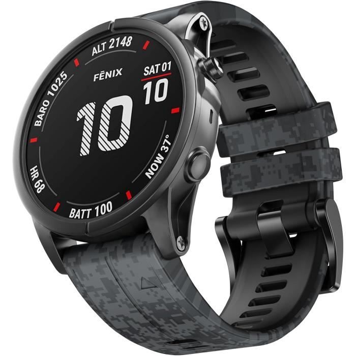 Bracelet Nylon 22mm Respirant Pour Garmin Fenix 6/7/Pro, Forerunner 935/945/955/965, Instinct 2 – Noir Gris, Confort Sport Ultime Quick Fit