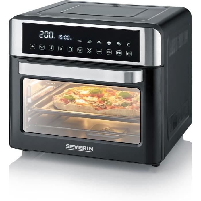 SEVERIN Mini-Four et Friteuse à Air chaud 12 en 1Four posable 25 LNoirInox