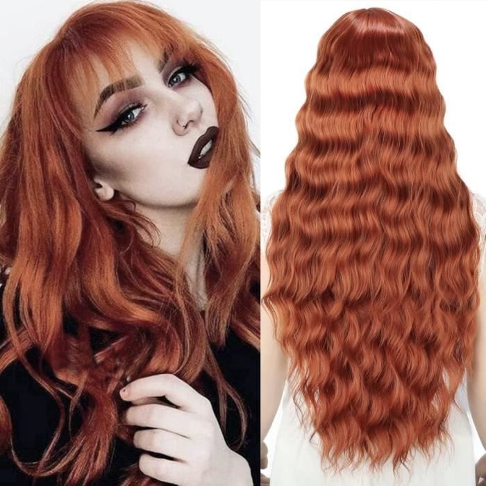 YEESHEDO Longue Boucl Rouge Auburn Perruque pour Femme Naturelle