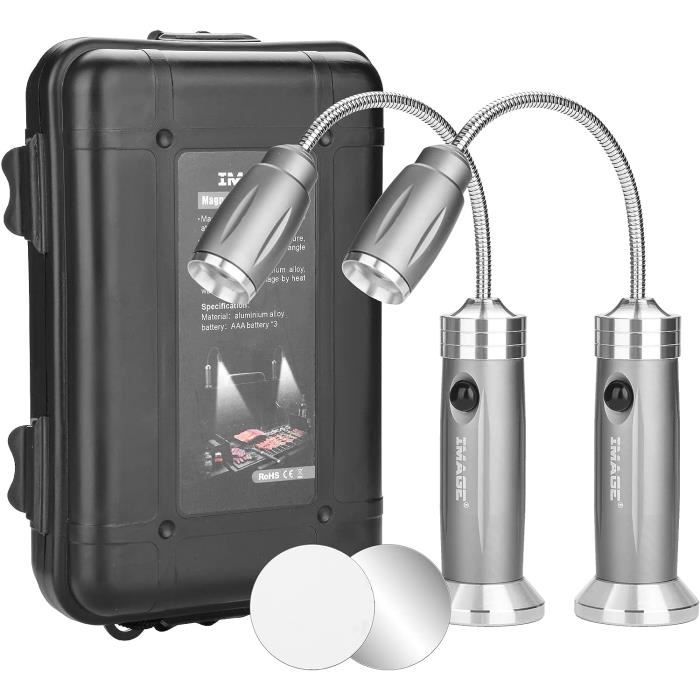 MODOAO Lot De 2 Lampes LED Pour Barbecue - Base Magnétique, Flexible à 360° - 9 LED, Alimentation Par Piles - Pour Camping, Pique-nique, Garage