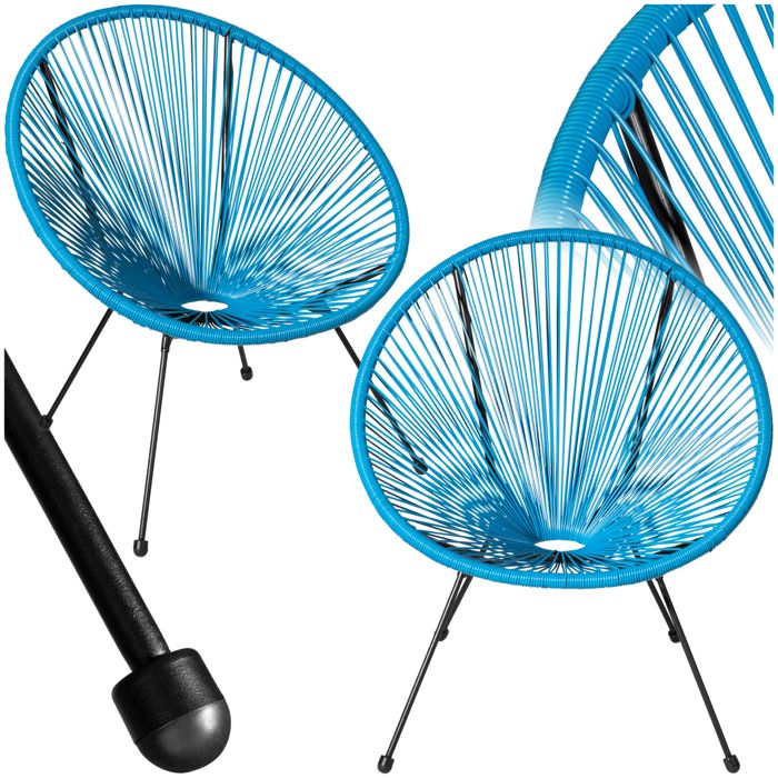 Fauteuils de jardin - TECTAKE - Lot de 2 chaises de jardin SANTANA avec Cordage élastique en polyéthylène 705 x 69 x 78 cm - Bleu