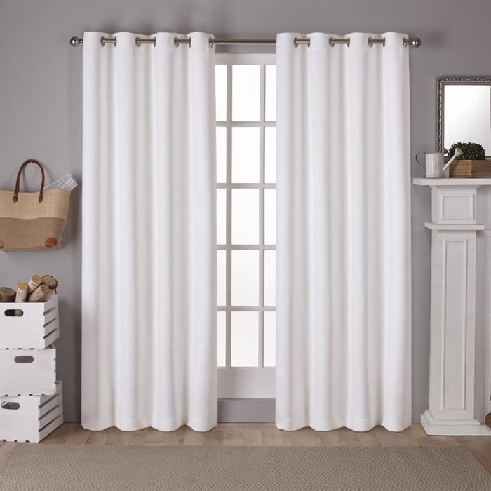 Rideau de douche en lin Blanc, H 210 cm x L 260 cm