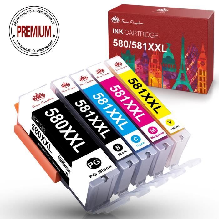 TONER KINGDOM 5 Cartouches encre Canon 580 PGI-580 XXL CLI-581 XXL ...