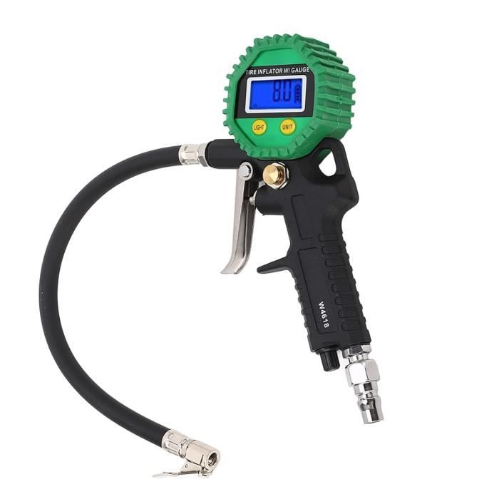 Manomètre Numérique Pneus Voiture Moto Vélo 1/8 NPT - Testeur Pression 0-200 PSI Avec Écran Rétroéclairé
