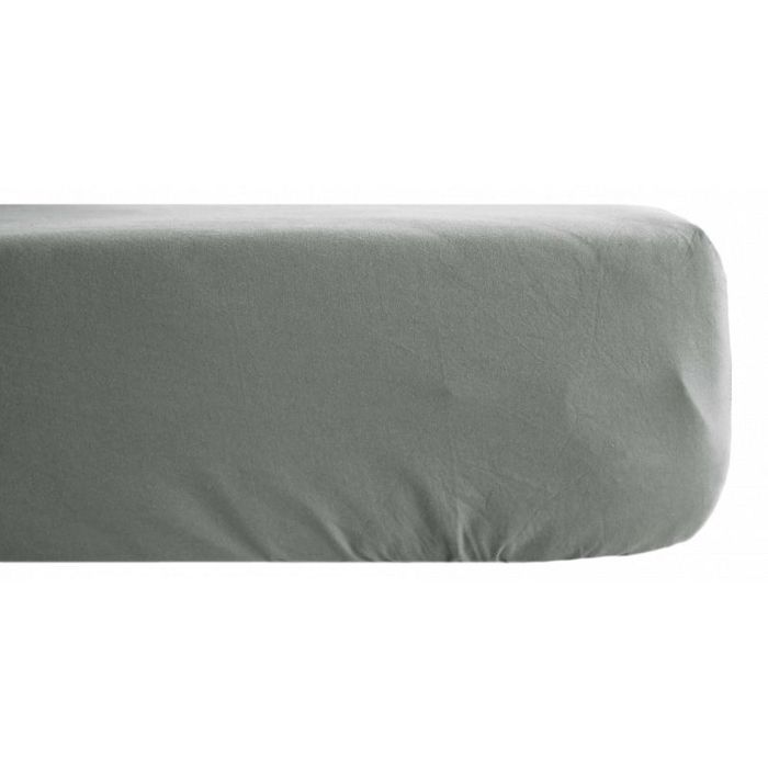 Drap housse Palace pur coton teint lavé 63 fils/cm² Vent du sud - Palace Acier - 90 x 190 cm bonnet de 30 cm