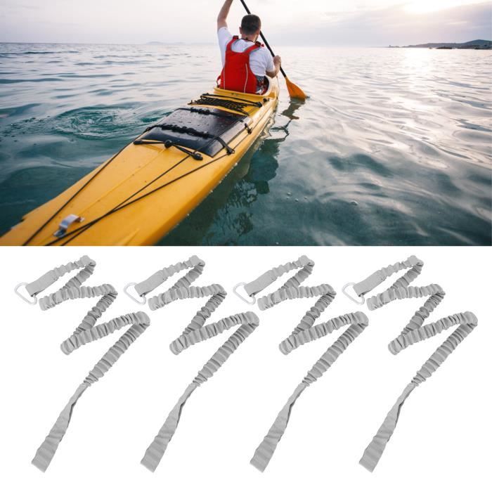 Élastiques Pour Laisses De Pagaie Kayak - Lot De 2, Longueur Réglable 100-214 Cm, Crochet Métal (noir) - 7
