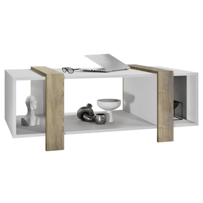 Vladon Table basse Ida Table de salon caisson en blanc mat façades en Chêne Ribbeck Vladon Table basse Ida Table de salon caisson en blanc mat façades en Chêne Ribbeck