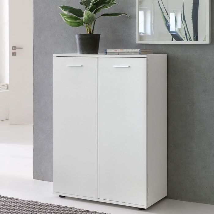 Commode WOHNLING SVENJA - Buffet Bois Blanc - 2 tiroirs - Mat - Meuble d’entrée Commode WOHNLING SVENJA - Buffet Bois Blanc - 2 tiroirs - Mat - Meuble d’entrée