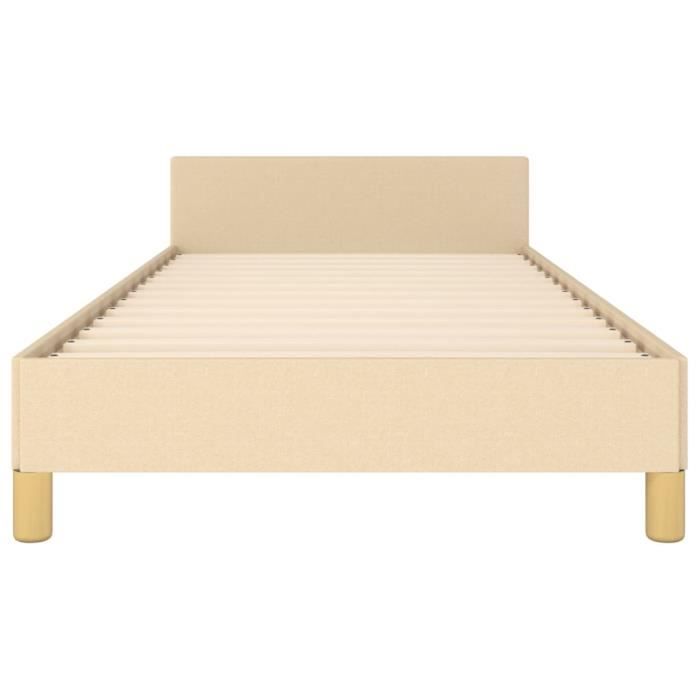 Cadre de lit - ZERONE - Crème - 90x190 cm - Tête de lit réglable - Bois massif