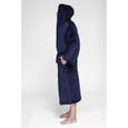 Peignoir à capuche pour Homme Robe de Chambre Manches Longue avec poches et Revers Doux Chaud M-3XL Bleu-1