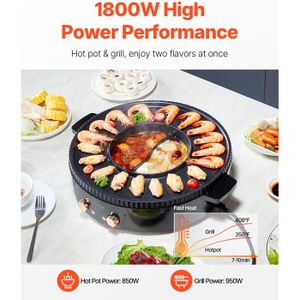 Fondue Chinoise Électrique 1300W - 6L Antiadhésive - Double Pot - Température Réglable - 220V