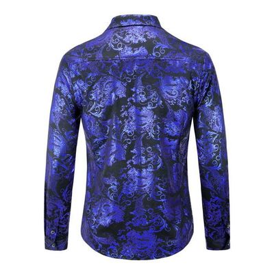 Chemise Paisley Pour Homme - Chemise Décontractée Boutonnée Manches Longues - Motif Jacquard Brillant - Idéale Mariage Et Fêtes