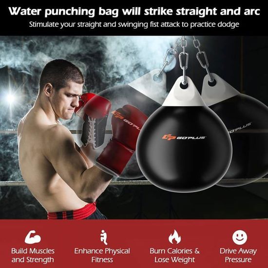 GOPLUS Sac de Frappe Rechargeable à Eau, Sac de Boxe Antifuite avec Chaîne en Métal, Équipement de Boxe Entraînement - Sport GOPLUS Sac de Frappe Rechargeable à Eau, Sac de Boxe Antifuite avec Chaîne en Métal, Équipement de Boxe Entraînement - Sport