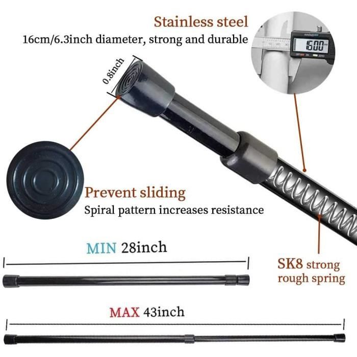 Tringle de rideau réglable diamètre 16-19mm tension à ressort pour