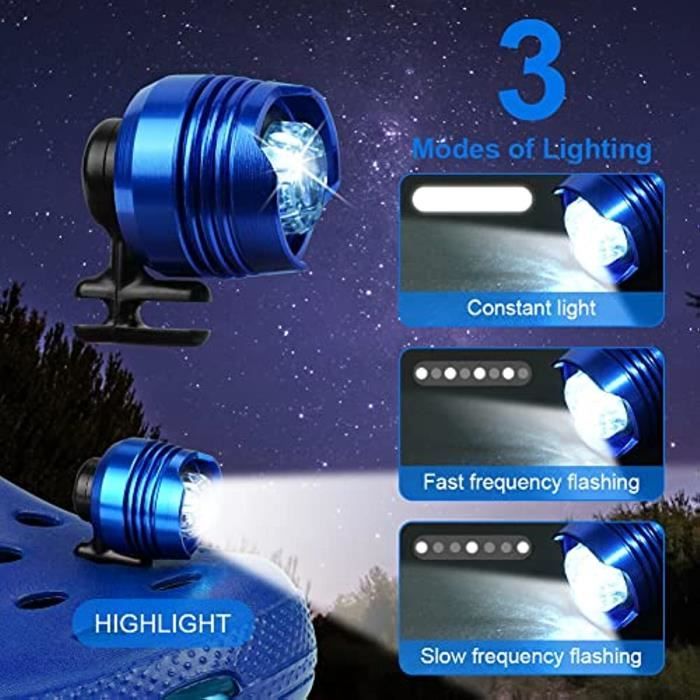 2PCS Phares pour Croc Phare Crocs Etanche IPX5 avec 3 Modes d Eclairage Croc Chaussures Phare ABS Phares Cdiscount Sport