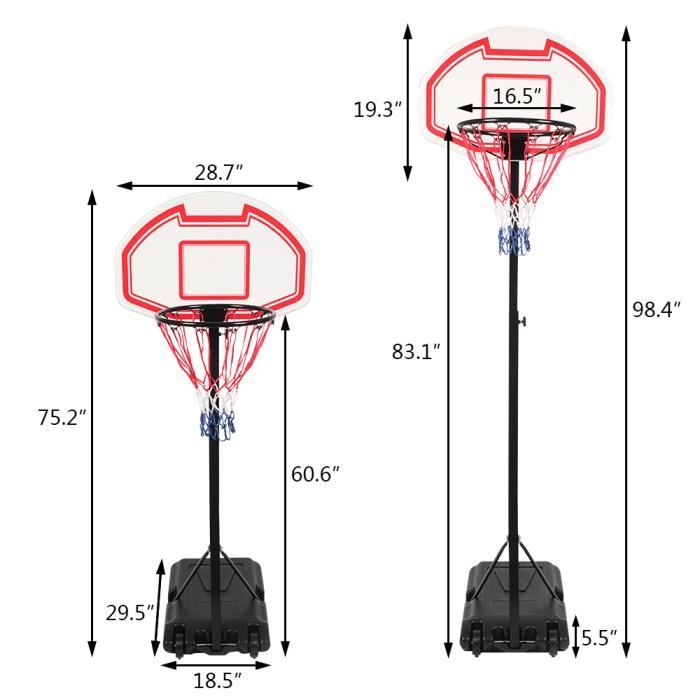 Panier de basket sur pied à roulettes réglable intérieur extérieur GOTEK50