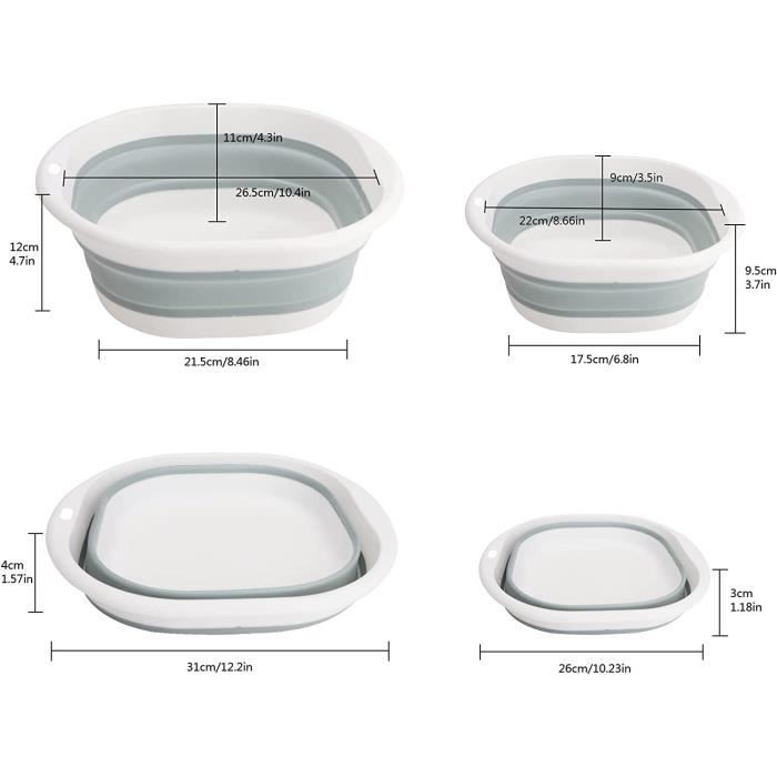 Cuvette Plastique Antidérapante MultiValue Lavabo Pliable Portable - Bassine Cuvette Ronde Plastique Pour Cuisine, Voyage Et Extérieur