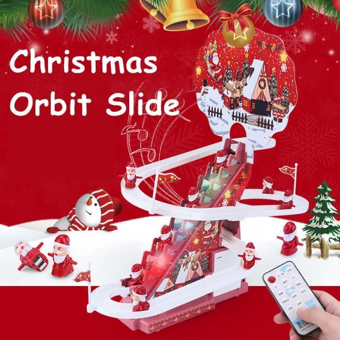 Milageto – Jouet Escalade Père Noël Électrique – Toboggan Motorisé, Lumières, Musique – 3 Ou 5 Figurines – Cadeau Enfant 3+