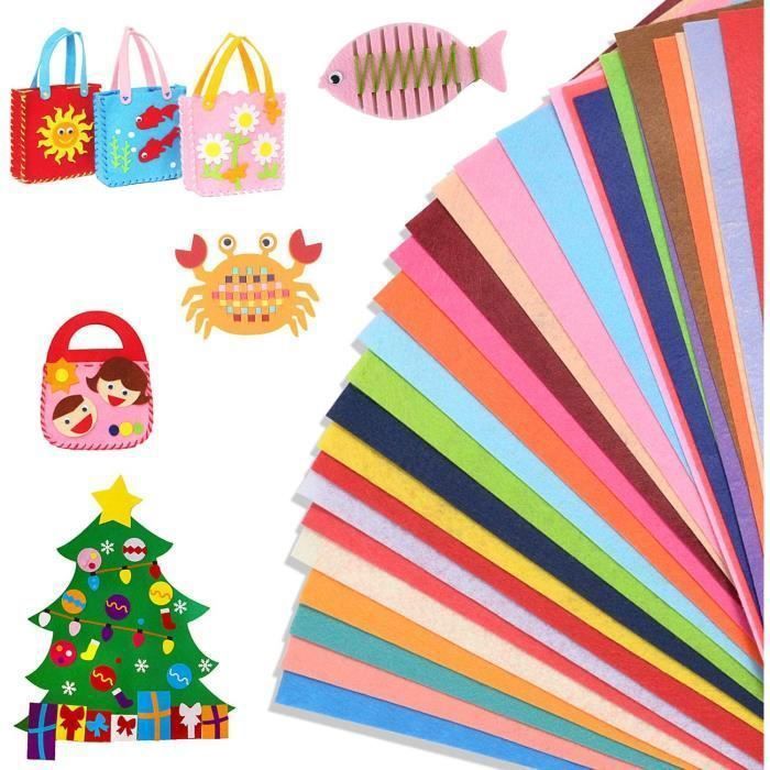 Lot De 30 Feuilles De Feutrine DIY 15x15cm - Multi-Couleurs - Prédécoupées - Pour Création Et Bricolage