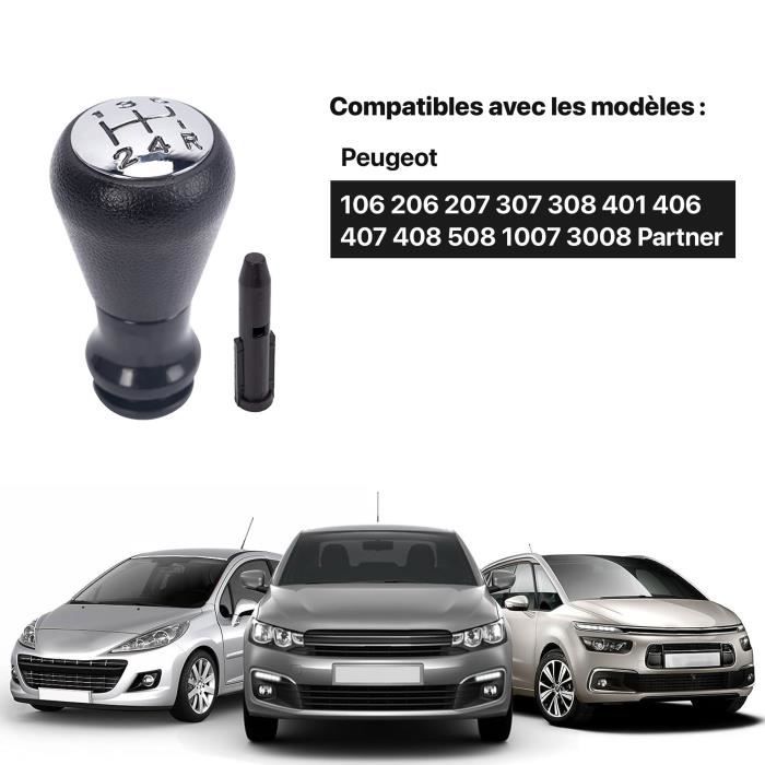 Pommeau De Vitesse Manuel 5 Vitesses Pour Peugeot Citroën - Design Sportif Chromé Et Cuir