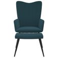 Fauteuil de salon - MMF - Confort Chaise de relaxation - Bleu Velours - Avec repose-pied-2