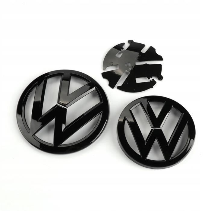 Pack 2 logos Volkswagen VW noir brillant GOLF 7 VII (2014 -2020) coffre et  calandre insigne emblème - Équipement auto