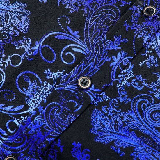 Chemise Homme Paisley Jacquard Brillant - Manches Longues, Coupe Ajustée - Pour Business Casual, Mariage, Fête - Confortable Et Chic