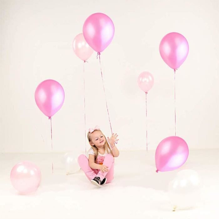 Rose Ballon Helium, 100pcs Ballon Anniversaire Rose Gonflable pour